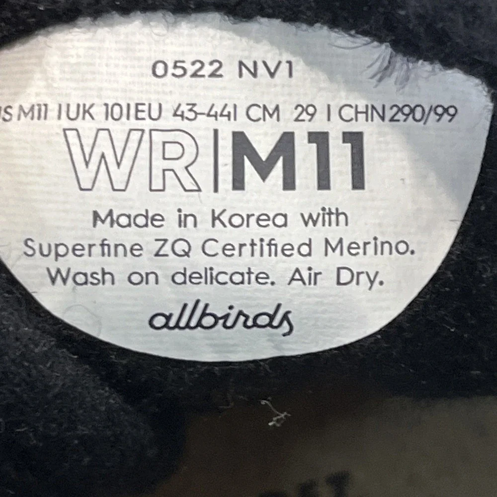 Allbirds NEW Mens 11 Wool Runner‎ Fluff Natural Black Sneakers Shoes Travel